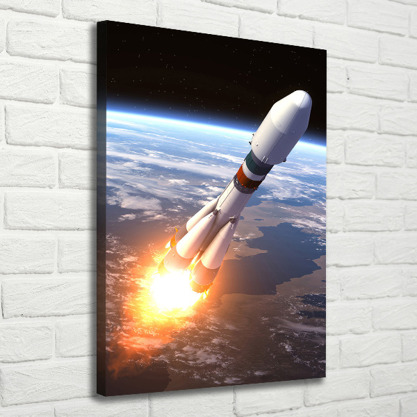 Cuadro canvas decorativo para salón vertical Cohete espacial