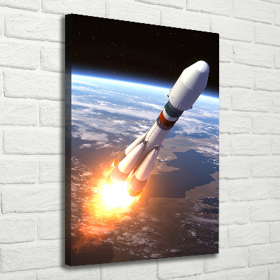 Cuadro canvas decorativo para salón vertical Cohete espacial