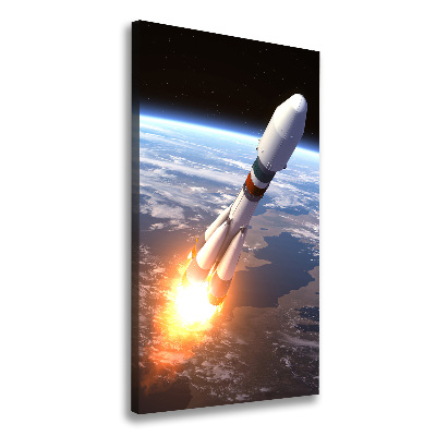 Cuadro canvas decorativo para salón vertical Cohete espacial