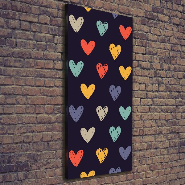 Impresión en lienzo vertical Corazones de colores