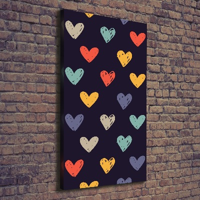 Impresión en lienzo vertical Corazones de colores