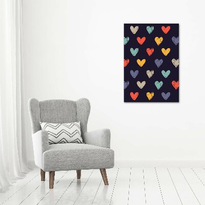 Impresión en lienzo vertical Corazones de colores