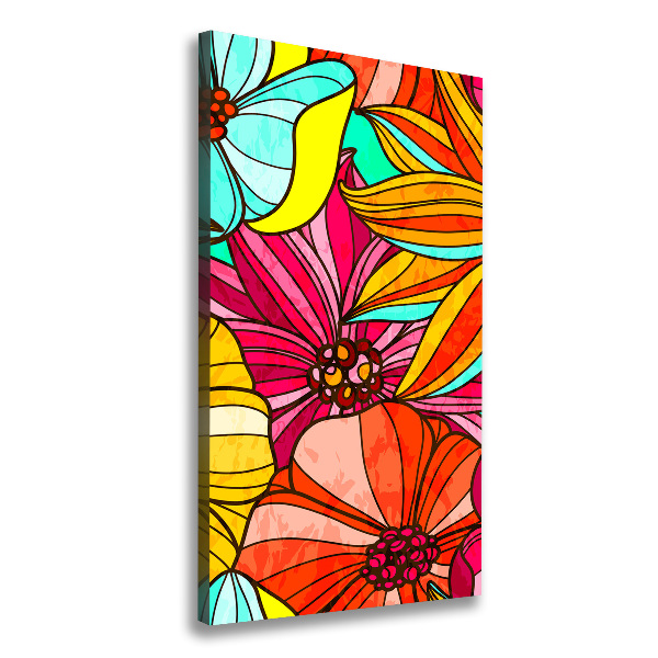 Cuadro moderno en lienzo resistente uv vertical flores de colores