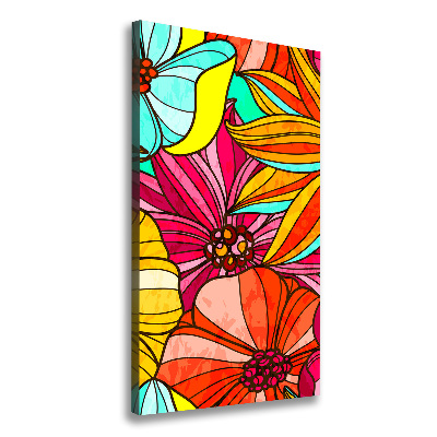 Cuadro moderno en lienzo resistente uv vertical flores de colores