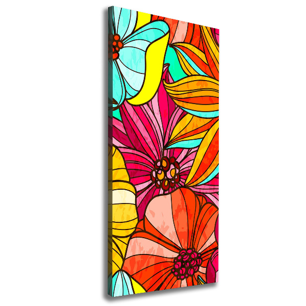 Cuadro moderno en lienzo resistente uv vertical flores de colores