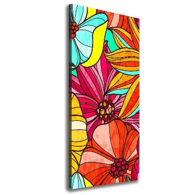Cuadro moderno en lienzo resistente uv vertical flores de colores