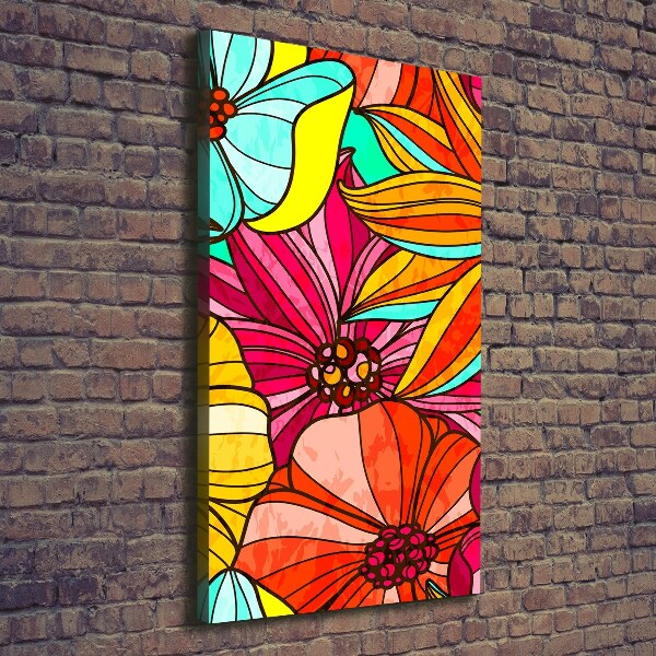 Cuadro moderno en lienzo resistente uv vertical flores de colores