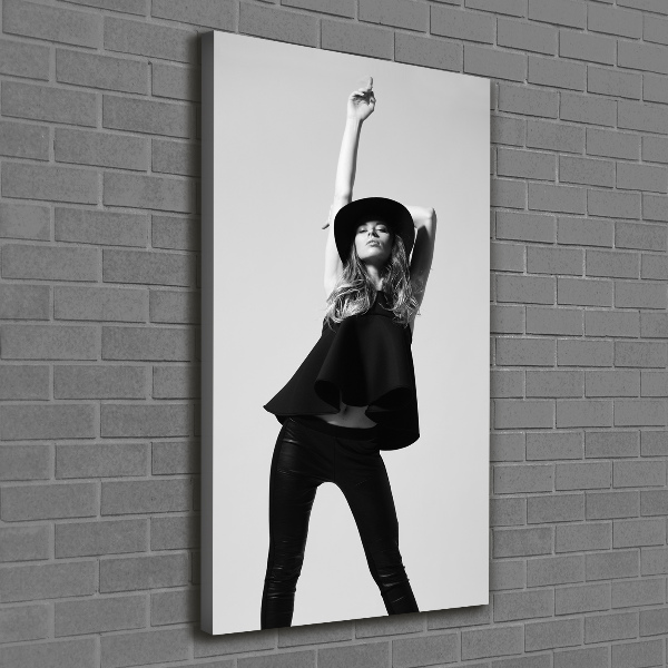 Fotografía en lienzo vertical Mujer de negro