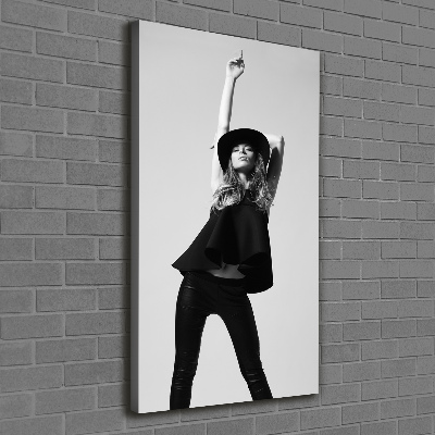 Fotografía en lienzo vertical Mujer de negro
