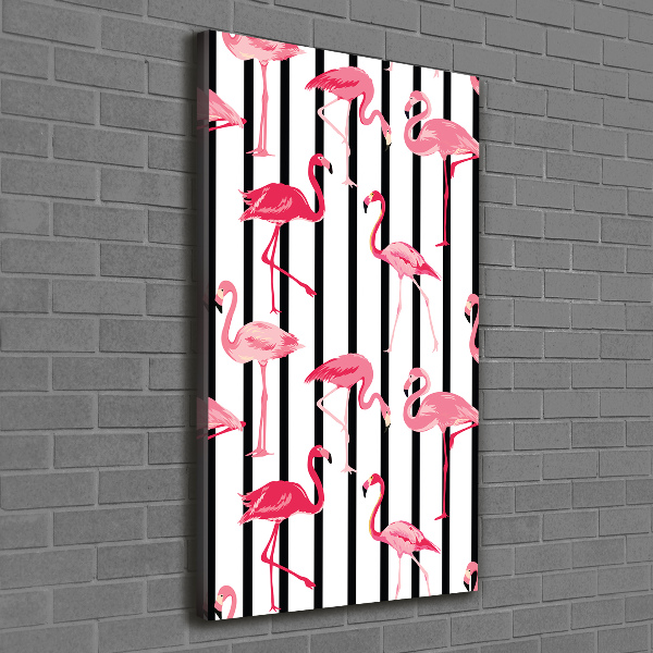 Foto obraz na płótnie pionowy Flamingi i paski