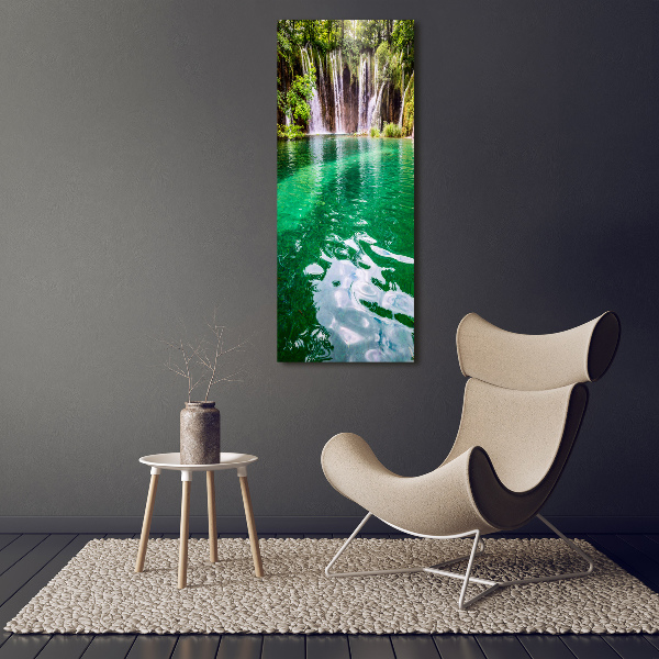 Cuadro moderno en lienzo resistente uv vertical Lagos de Plitvice