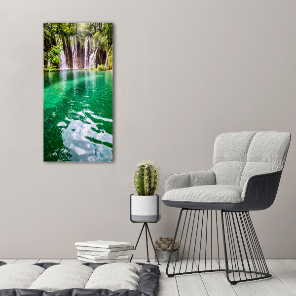 Cuadro moderno en lienzo resistente uv vertical Lagos de Plitvice