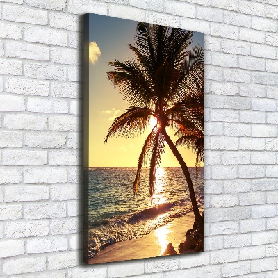 Cuadro canvas decorativo para salón vertical Playa tropical