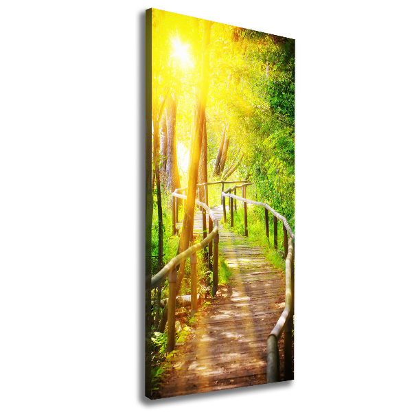 Cuadro canvas decorativo para salón vertical Camino en el bosque