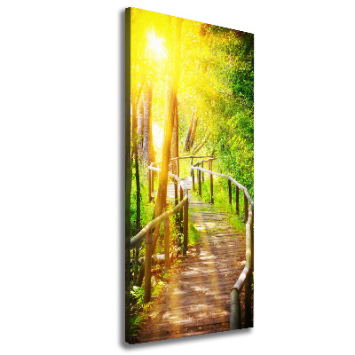 Cuadro canvas decorativo para salón vertical Camino en el bosque