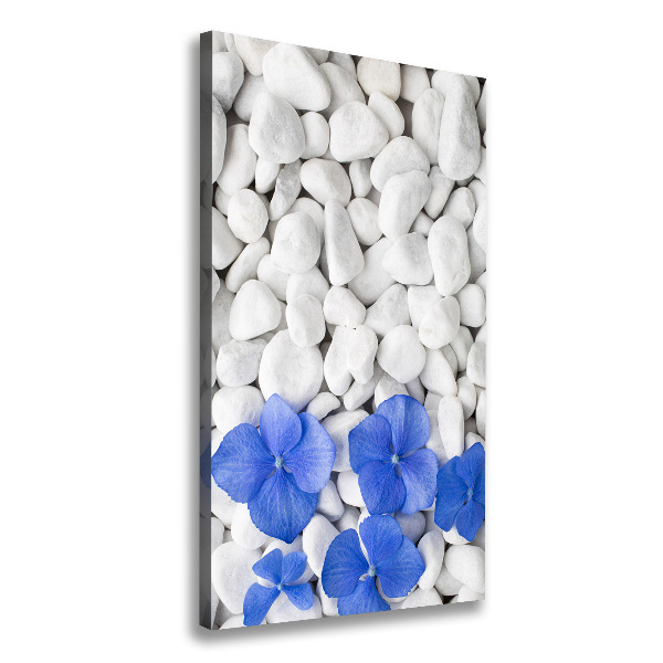 Cuadro canvas decorativo para salón vertical Piedras de hortensia