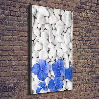 Cuadro canvas decorativo para salón vertical Piedras de hortensia