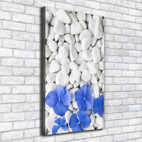 Cuadro canvas decorativo para salón vertical Piedras de hortensia