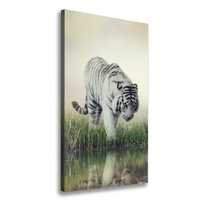 Cuadro moderno en lienzo resistente uv vertical Tigre blanco