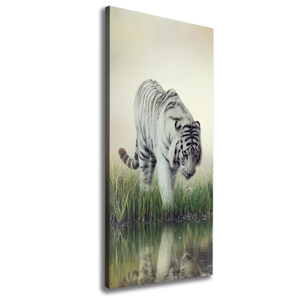 Cuadro moderno en lienzo resistente uv vertical Tigre blanco