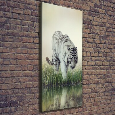 Cuadro moderno en lienzo resistente uv vertical Tigre blanco