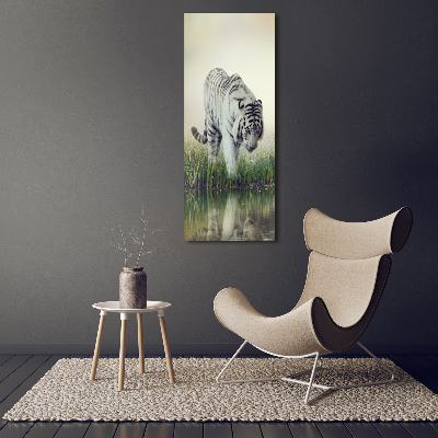 Cuadro moderno en lienzo resistente uv vertical Tigre blanco