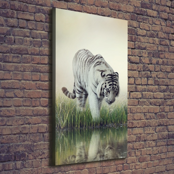 Cuadro moderno en lienzo resistente uv vertical Tigre blanco