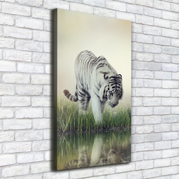 Cuadro moderno en lienzo resistente uv vertical Tigre blanco