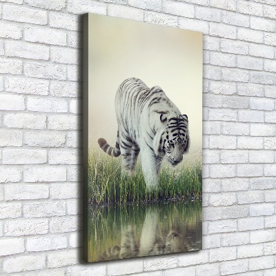 Cuadro moderno en lienzo resistente uv vertical Tigre blanco