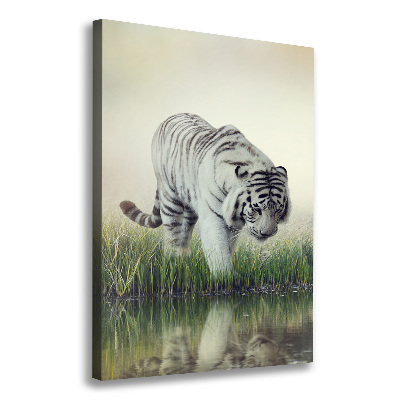 Cuadro moderno en lienzo resistente uv vertical Tigre blanco