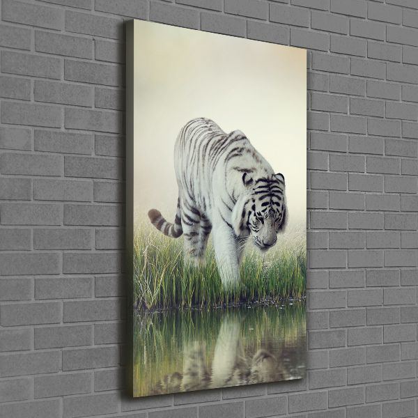 Cuadro moderno en lienzo resistente uv vertical Tigre blanco