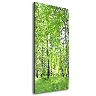 Fotografía en lienzo vertical bosque de abedules