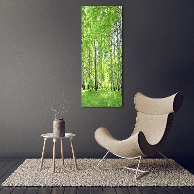 Fotografía en lienzo vertical bosque de abedules