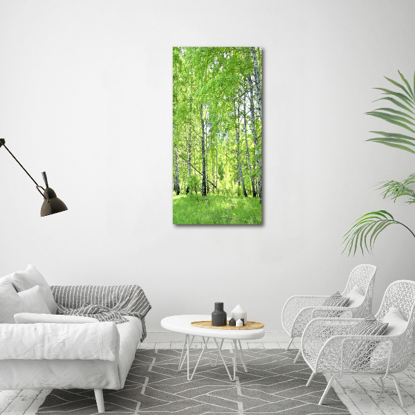 Fotografía en lienzo vertical bosque de abedules