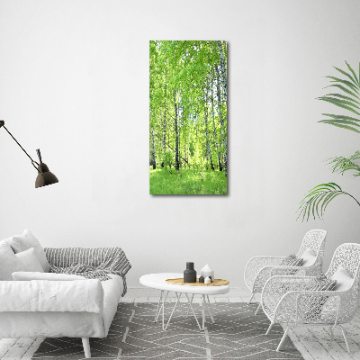 Fotografía en lienzo vertical bosque de abedules