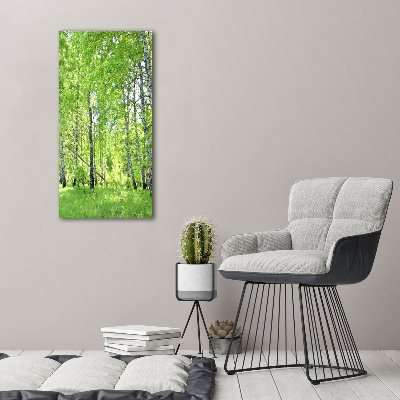Fotografía en lienzo vertical bosque de abedules