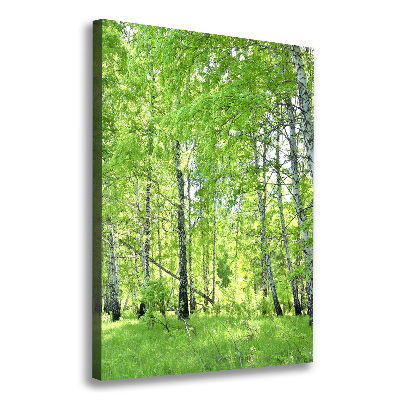 Fotografía en lienzo vertical bosque de abedules