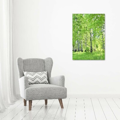 Fotografía en lienzo vertical bosque de abedules