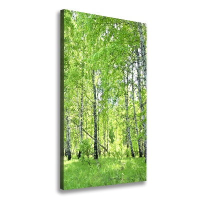Fotografía en lienzo vertical bosque de abedules