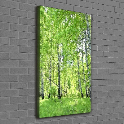 Fotografía en lienzo vertical bosque de abedules