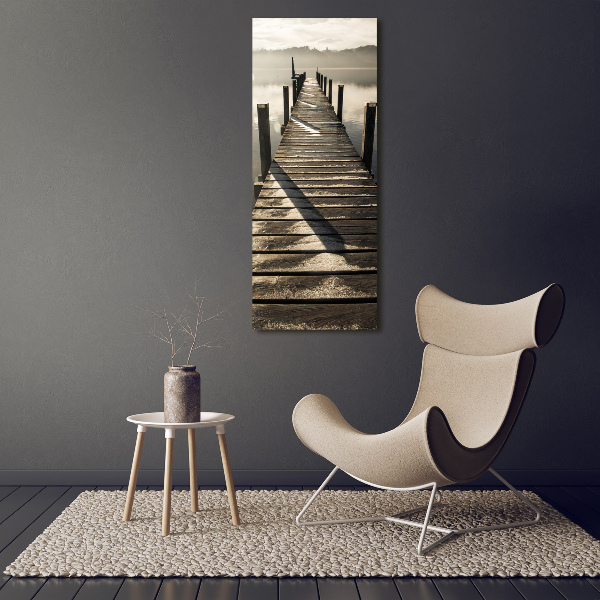 Cuadro moderno en lienzo resistente uv vertical Muelle de madera