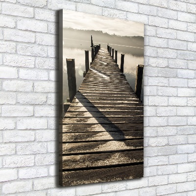 Cuadro moderno en lienzo resistente uv vertical Muelle de madera