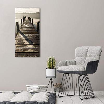 Cuadro moderno en lienzo resistente uv vertical Muelle de madera