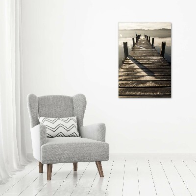 Cuadro moderno en lienzo resistente uv vertical Muelle de madera