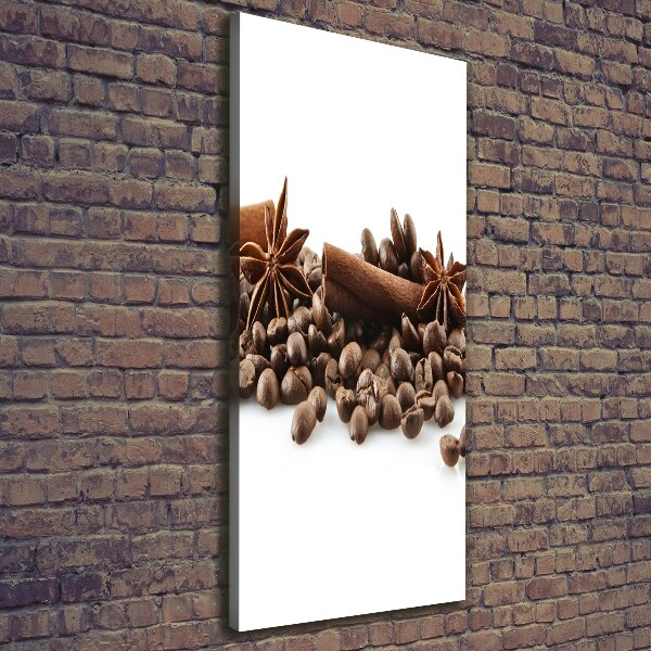 Cuadro moderno en lienzo resistente uv vertical Granos de café