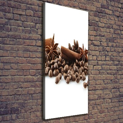 Cuadro moderno en lienzo resistente uv vertical Granos de café