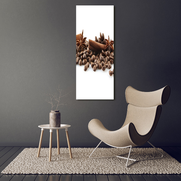 Cuadro moderno en lienzo resistente uv vertical Granos de café