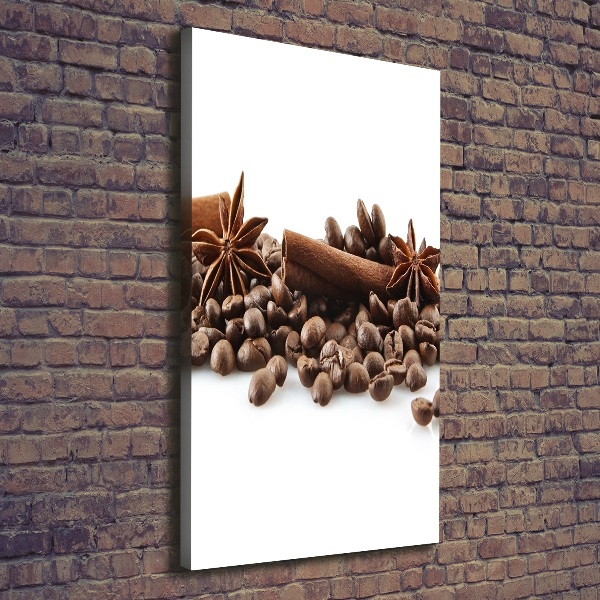 Cuadro moderno en lienzo resistente uv vertical Granos de café