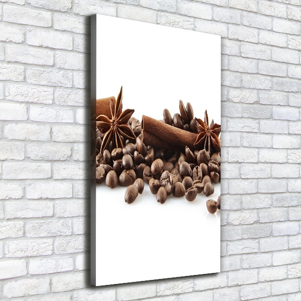 Cuadro moderno en lienzo resistente uv vertical Granos de café