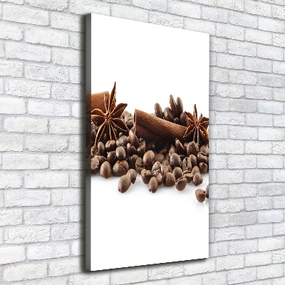 Cuadro moderno en lienzo resistente uv vertical Granos de café
